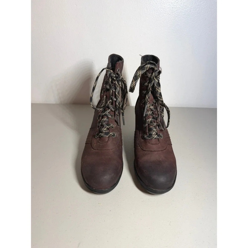 Sorel Joan of Arctic Wedge II Brown Genuine Leather Boots Womens 7.5